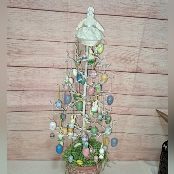 Vintage Decorative/Jewelry Tree in Terra Cotta Pot Wavy White Wire 20"   - Picture 4 of 4